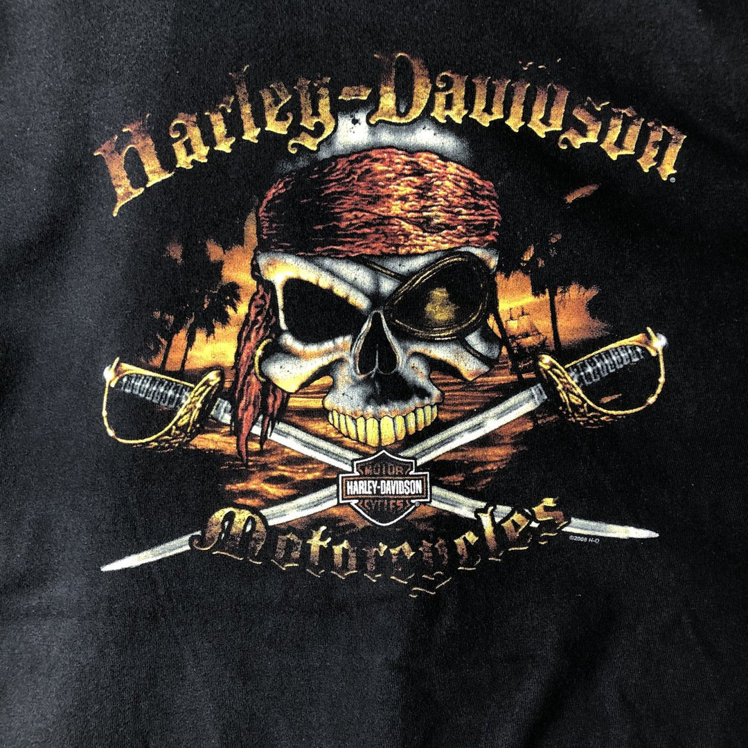 00'S Harley-Davidson Skull Pattern Motorcycle Bike T-shirt Made in USA Men's XL cotton black type Vintage Second Hand