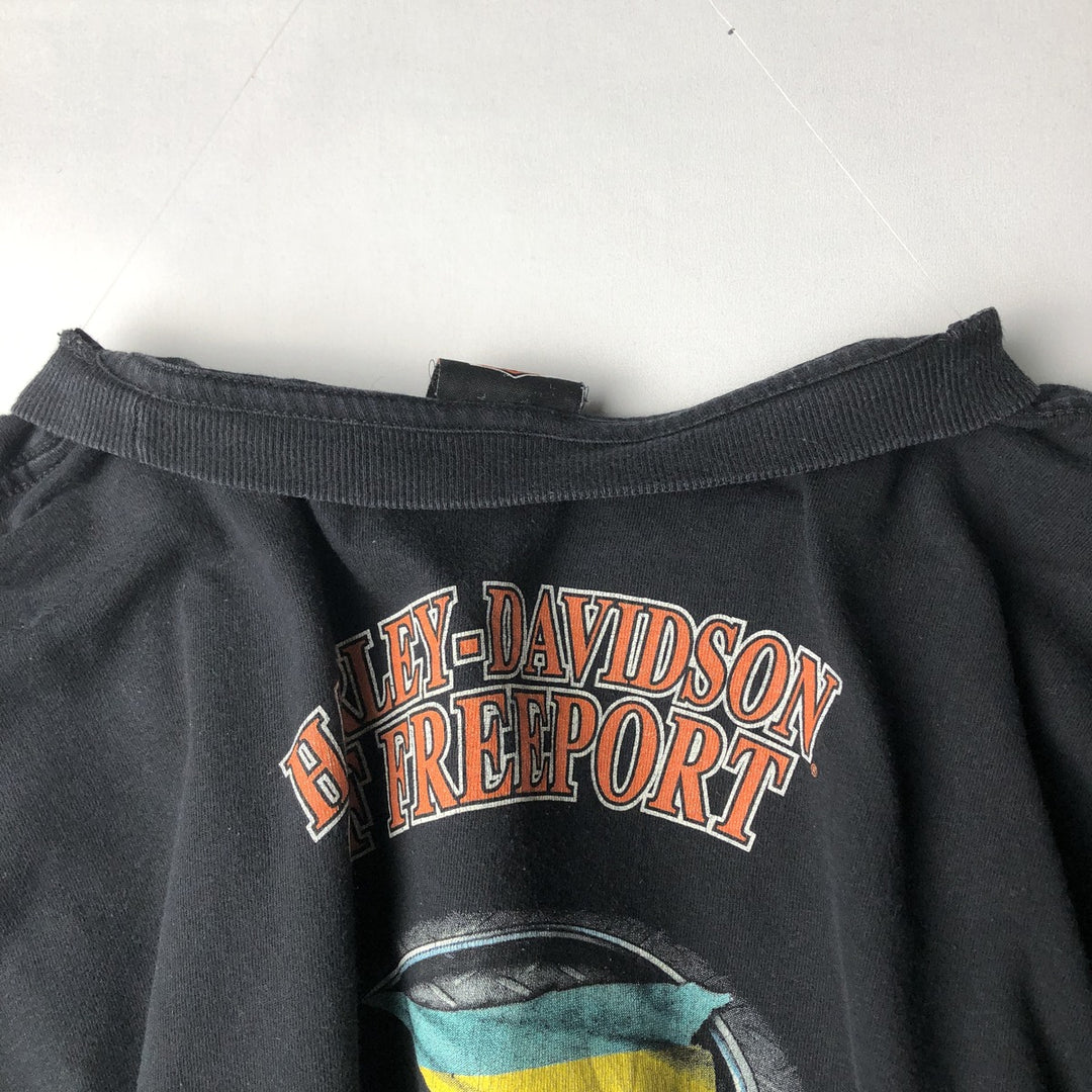 00'S Harley-Davidson Skull Pattern Motorcycle Bike T-shirt Made in USA Men's XL cotton black type Vintage Second Hand