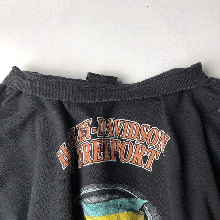 00'S Harley-Davidson Skull Pattern Motorcycle Bike T-shirt Made in USA Men's XL cotton black type Vintage Second Hand