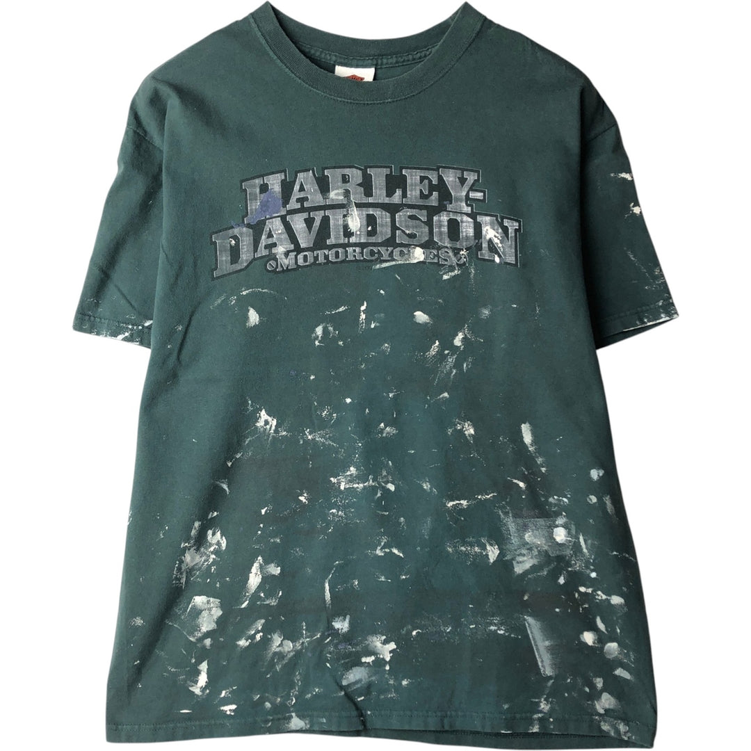 00'S Harley-Davidson Motorcycle Bike T-shirt Made in USA Men's L size cotton green type Vintage Second Hand
