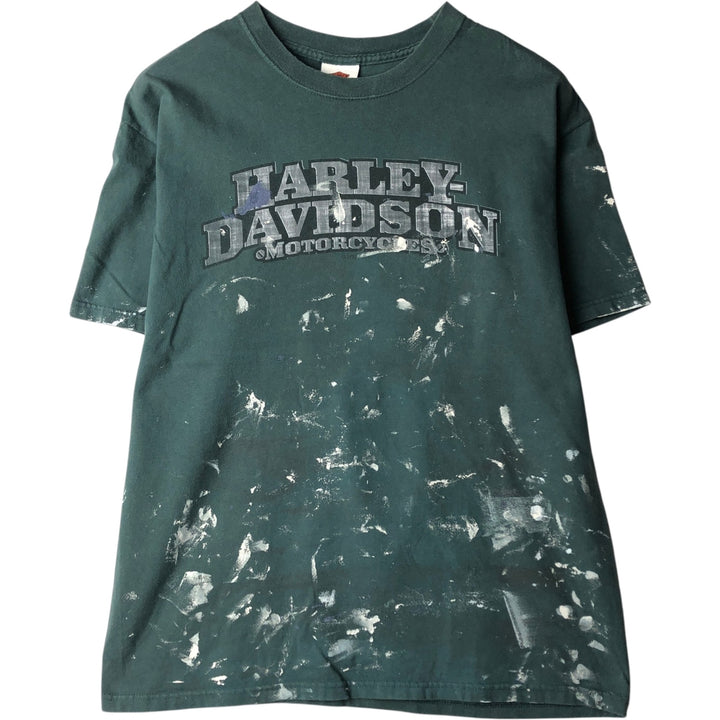 00'S Harley-Davidson Motorcycle Bike T-shirt Made in USA Men's L size cotton green type Vintage Second Hand