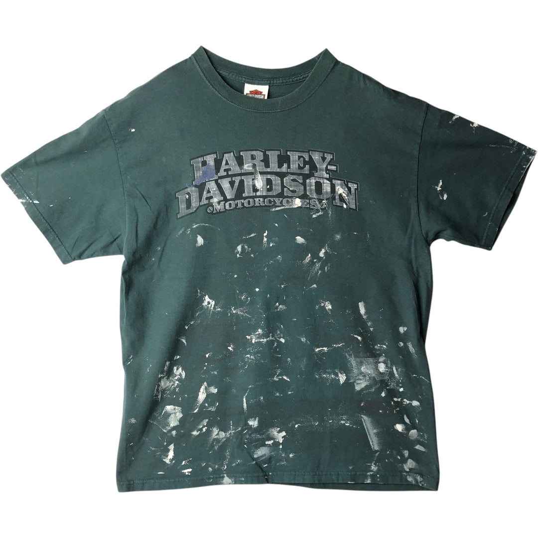 00'S Harley-Davidson Motorcycle Bike T-shirt Made in USA Men's L size cotton green type Vintage Second Hand