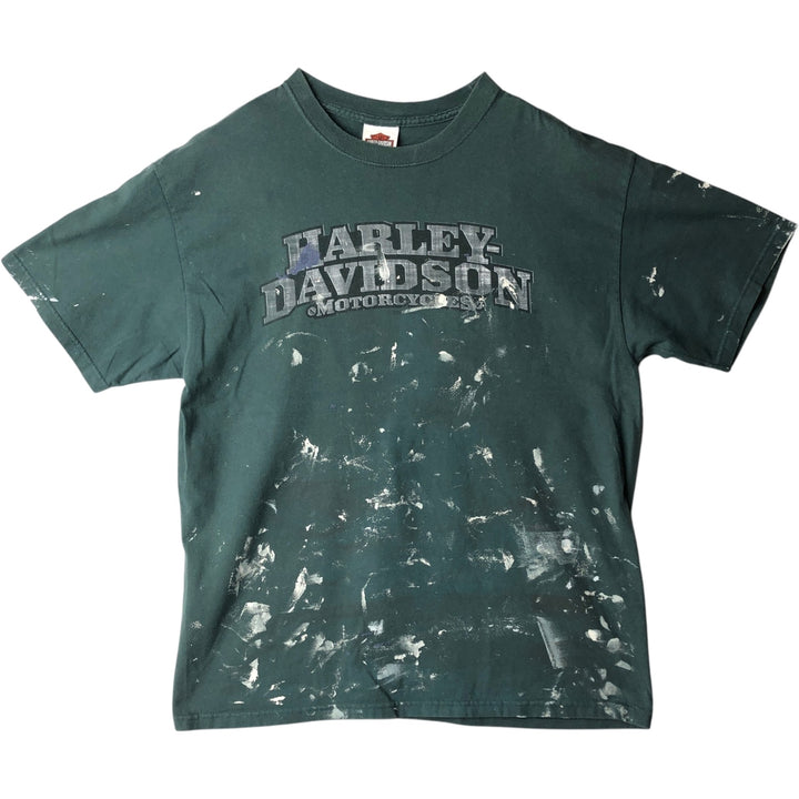 00'S Harley-Davidson Motorcycle Bike T-shirt Made in USA Men's L size cotton green type Vintage Second Hand