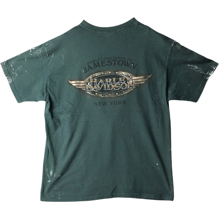 00'S Harley-Davidson Motorcycle Bike T-shirt Made in USA Men's L size cotton green type Vintage Second Hand