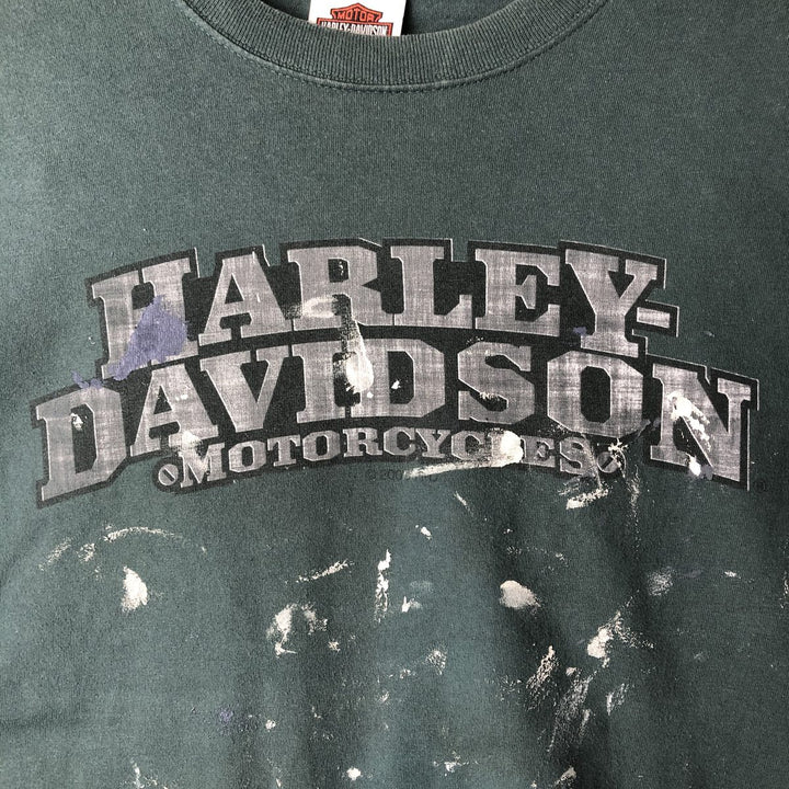 00'S Harley-Davidson Motorcycle Bike T-shirt Made in USA Men's L size cotton green type Vintage Second Hand