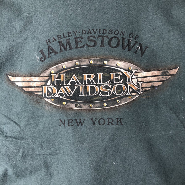 00'S Harley-Davidson Motorcycle Bike T-shirt Made in USA Men's L size cotton green type Vintage Second Hand