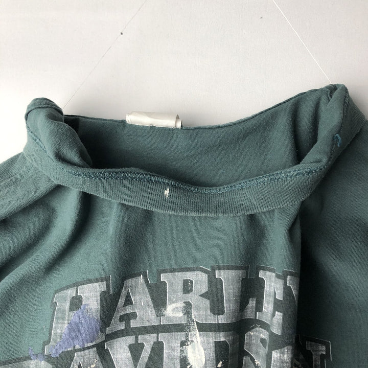 00'S Harley-Davidson Motorcycle Bike T-shirt Made in USA Men's L size cotton green type Vintage Second Hand