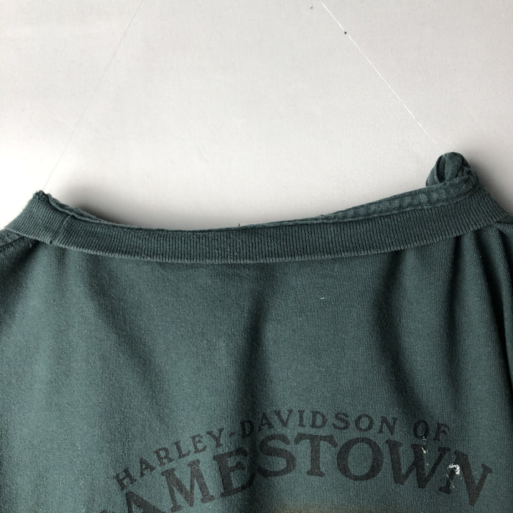 00'S Harley-Davidson Motorcycle Bike T-shirt Made in USA Men's L size cotton green type Vintage Second Hand