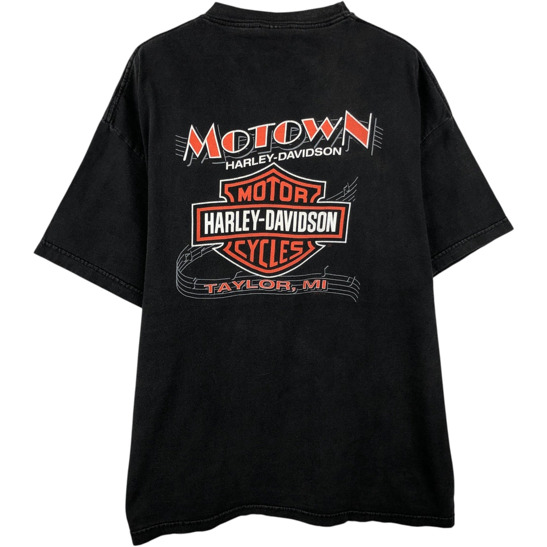 00'S Harley-Davidson Motorcycle Bike T-shirt Made in USA Men's XL cotton black type Vintage Second Hand