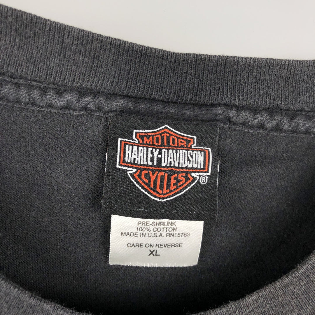 00'S Harley-Davidson Motorcycle Bike T-shirt Made in USA Men's XL cotton black type Vintage Second Hand