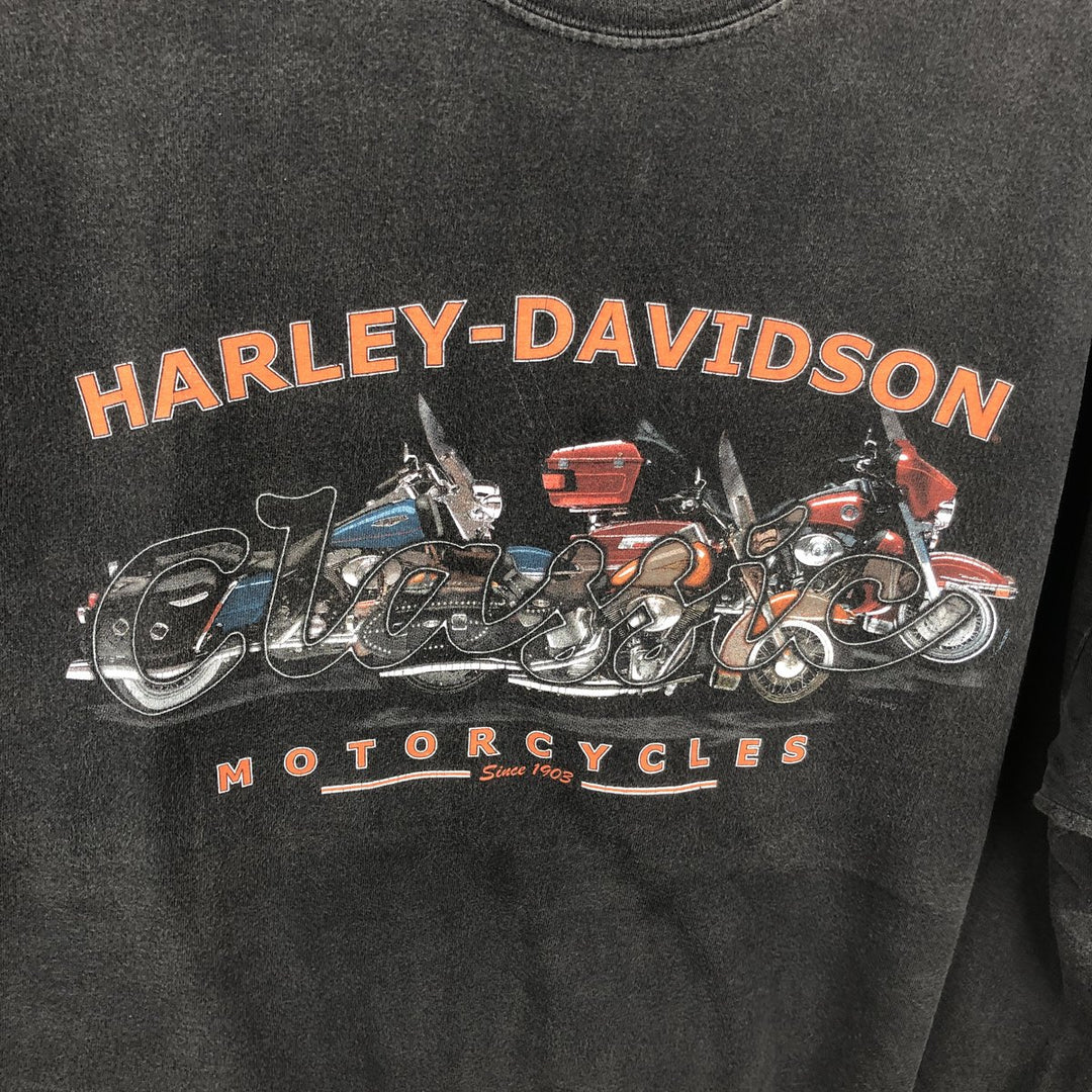 00'S Harley-Davidson Motorcycle Bike T-shirt Made in USA Men's XL cotton black type Vintage Second Hand