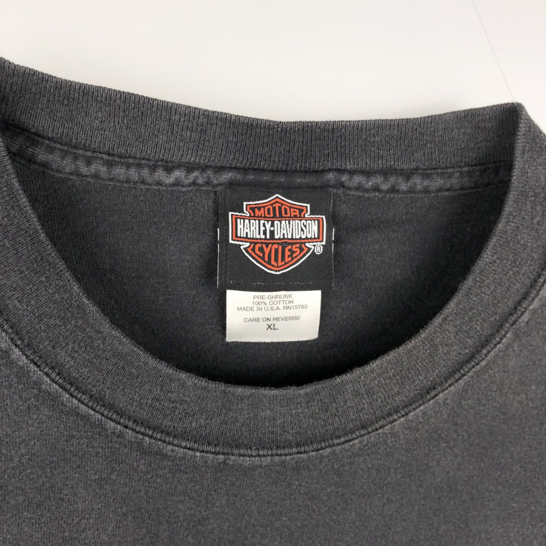 00'S Harley-Davidson Motorcycle Bike T-shirt Made in USA Men's XL cotton black type Vintage Second Hand