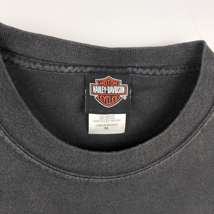 00'S Harley-Davidson Motorcycle Bike T-shirt Made in USA Men's XL cotton black type Vintage Second Hand