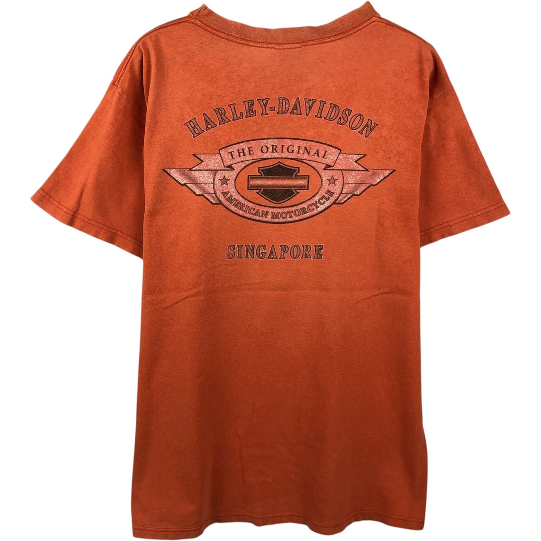Harley-Davidson Motorcycle Bike T-shirt, Men's Size L unclear orange type Vintage Second Hand