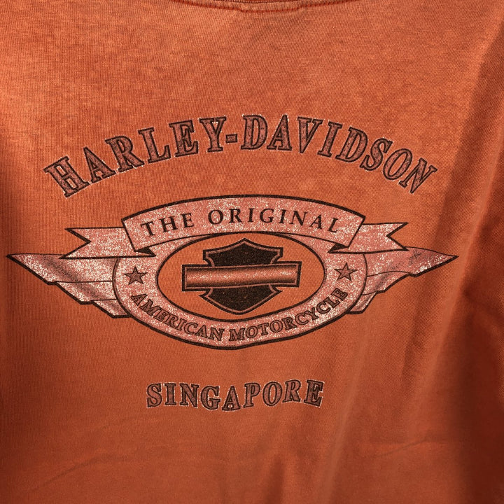 Harley-Davidson Motorcycle Bike T-shirt, Men's Size L unclear orange type Vintage Second Hand