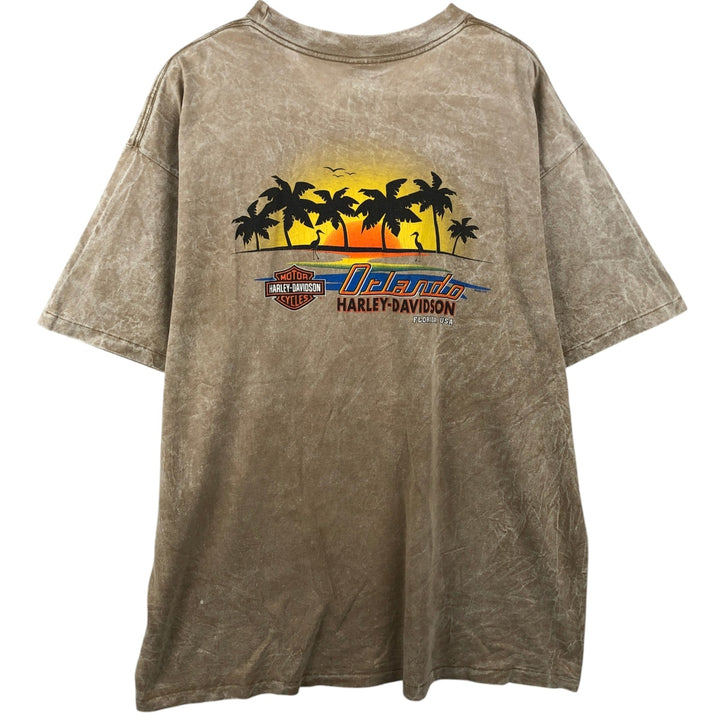 2000'S Harley-Davidson Eagle Pattern Motorcycle T-Shirt, Made in USA, Men's Size XL (approx.) cotton Beige type Vintage Second Hand