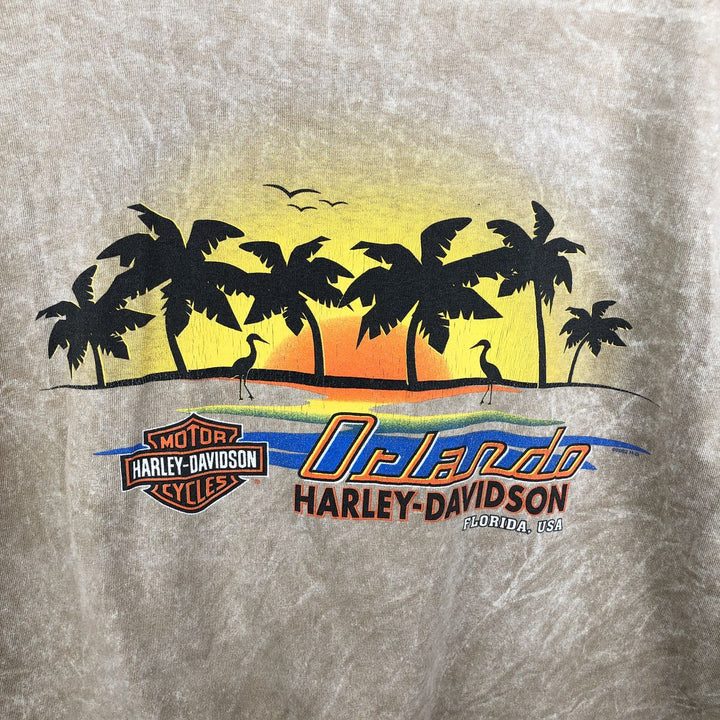 2000'S Harley-Davidson Eagle Pattern Motorcycle T-Shirt, Made in USA, Men's Size XL (approx.) cotton Beige type Vintage Second Hand