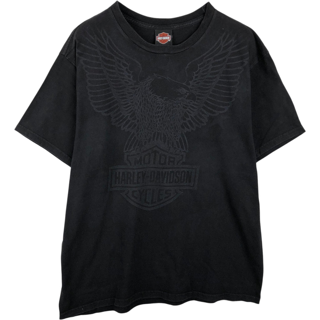 Harley-Davidson Eagle Pattern Motorcycle Bike T-shirt Made in USA Men's XL cotton black type Vintage Second Hand