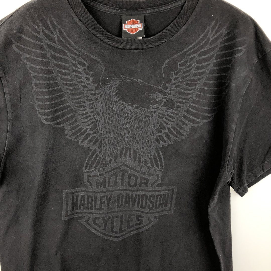 Harley-Davidson Eagle Pattern Motorcycle Bike T-shirt Made in USA Men's XL cotton black type Vintage Second Hand