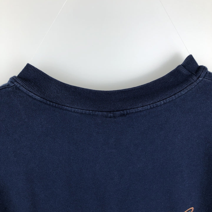 00'S Harley-Davidson Fire Pattern Motorcycle Bike T-Shirt Made in USA Men's XXL cotton navy blue type Vintage Second Hand