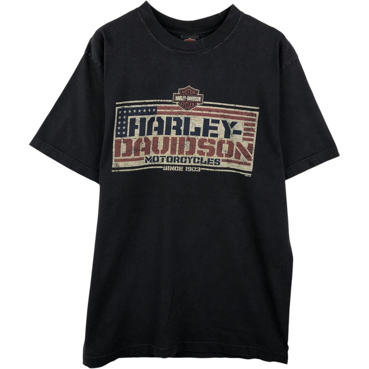 00'S Harley-Davidson Motorcycle Bike T-shirt Made in USA Men's L size cotton black type Vintage Second Hand