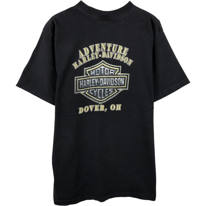 00'S Harley-Davidson Motorcycle Bike T-shirt Made in USA Men's L size cotton black type Vintage Second Hand