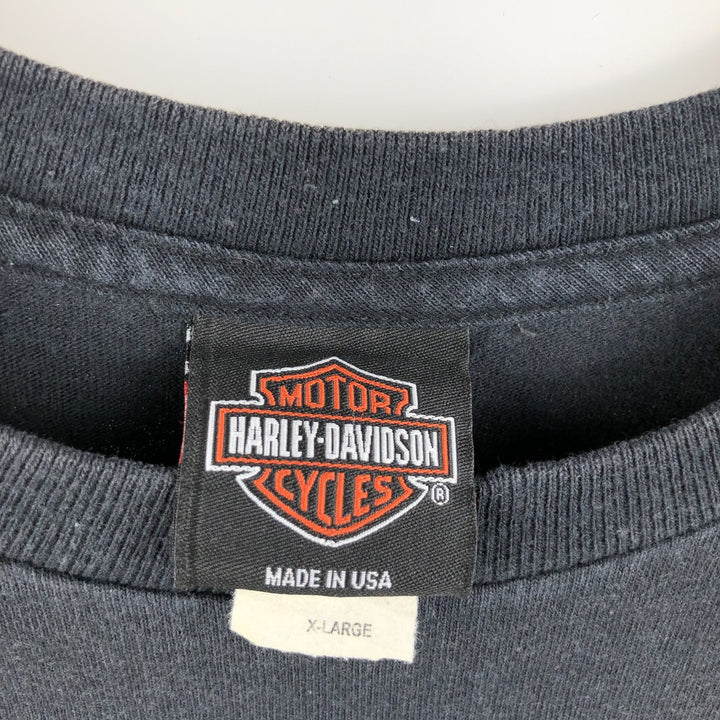 Harley-Davidson Eagle Pattern/Stars and Stripes Motorcycle T-Shirt, Made in USA, Men's XL (approx.) cotton black type Vintage Second Hand