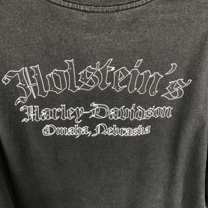 Harley-Davidson Eagle Pattern/Stars and Stripes Motorcycle T-Shirt, Made in USA, Men's XL (approx.) cotton black type Vintage Second Hand