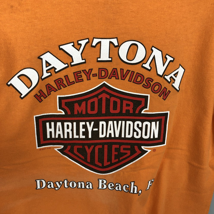 2000'S Harley-Davidson Fire Pattern Motorcycle T-Shirt, Made in USA, Men's Size Medium cotton orange type Vintage Second Hand