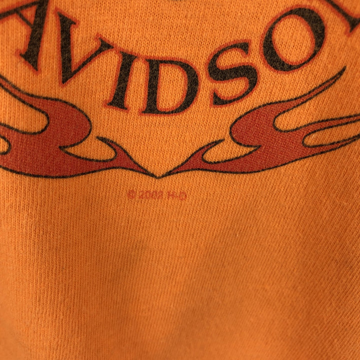 2000'S Harley-Davidson Fire Pattern Motorcycle T-Shirt, Made in USA, Men's Size Medium cotton orange type Vintage Second Hand