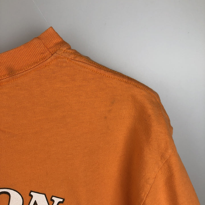 2000'S Harley-Davidson Fire Pattern Motorcycle T-Shirt, Made in USA, Men's Size Medium cotton orange type Vintage Second Hand