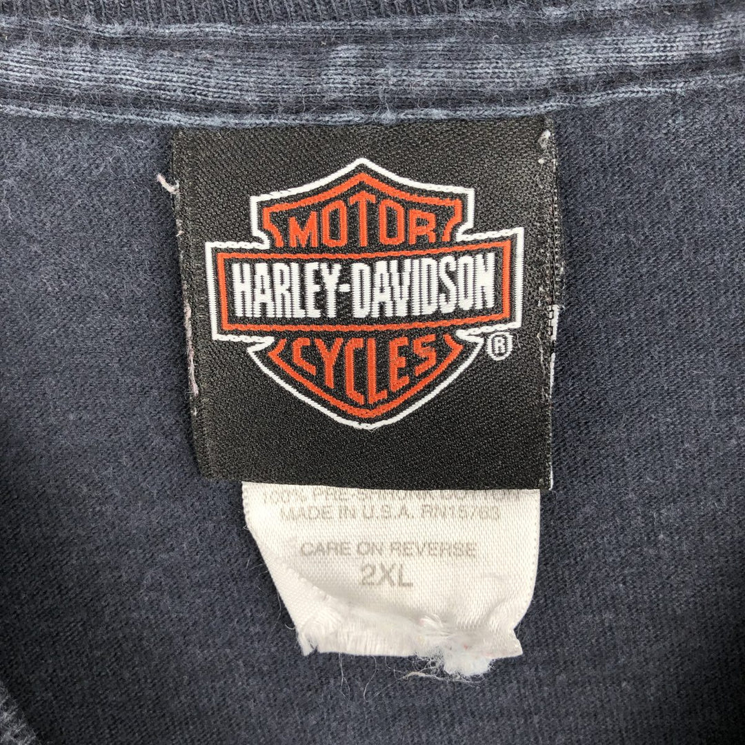2000'S Harley-Davidson Pin-Up Girl Motorcycle Bike T-Shirt, Made in USA, Men's XXL cotton Charcoal Vintage Second Hand