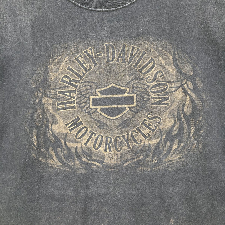 2000'S Harley-Davidson Pin-Up Girl Motorcycle Bike T-Shirt, Made in USA, Men's XXL cotton Charcoal Vintage Second Hand