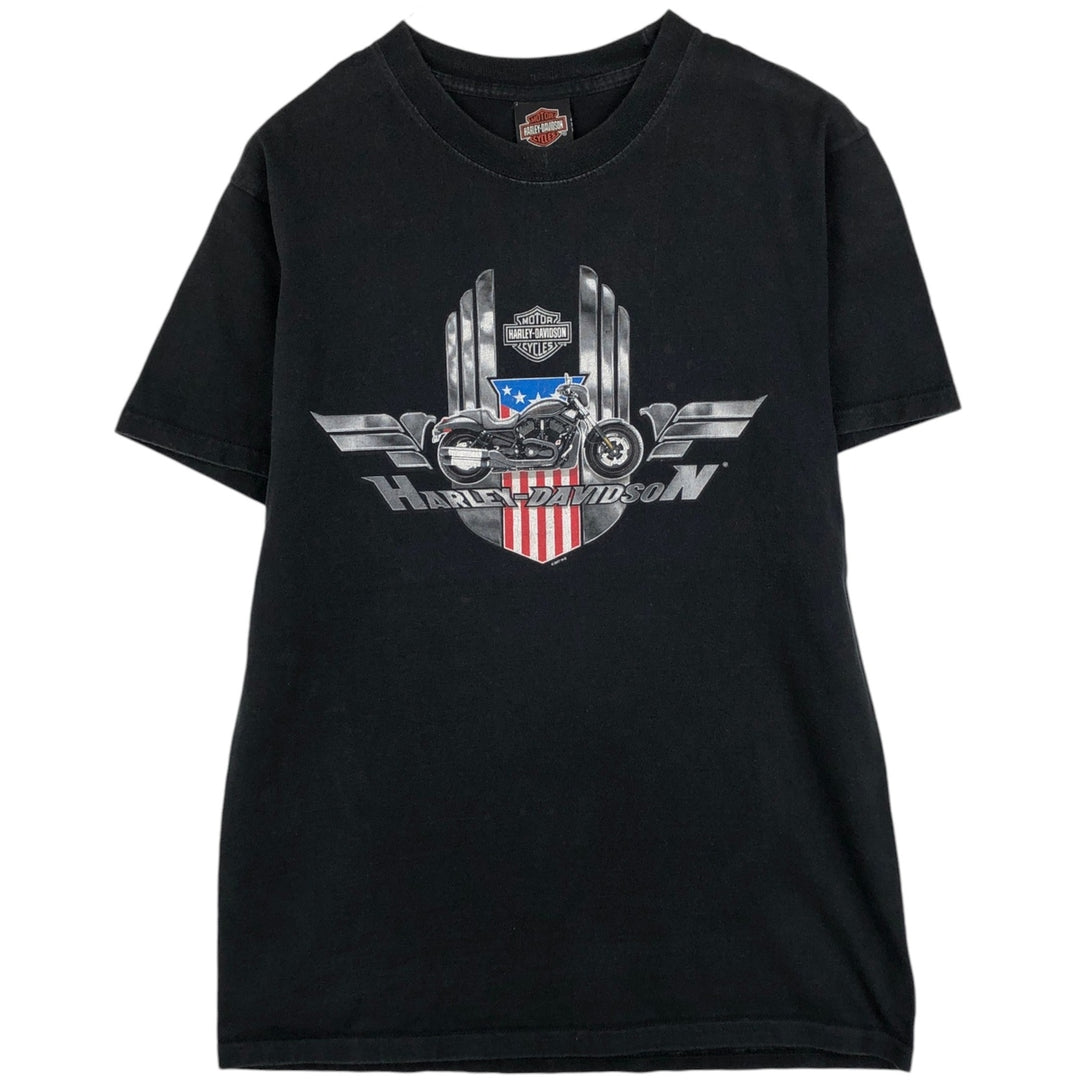 2000'S Harley-Davidson American flag pattern motorcycle t-shirt, men's size M (approx.) cotton black type Vintage Second Hand