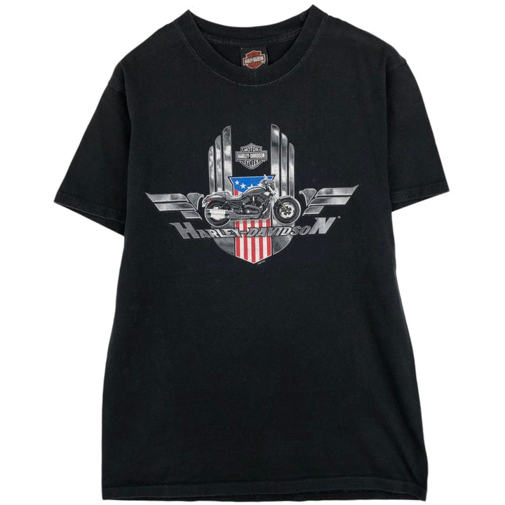 2000'S Harley-Davidson American flag pattern motorcycle t-shirt, men's size M (approx.) cotton black type Vintage Second Hand