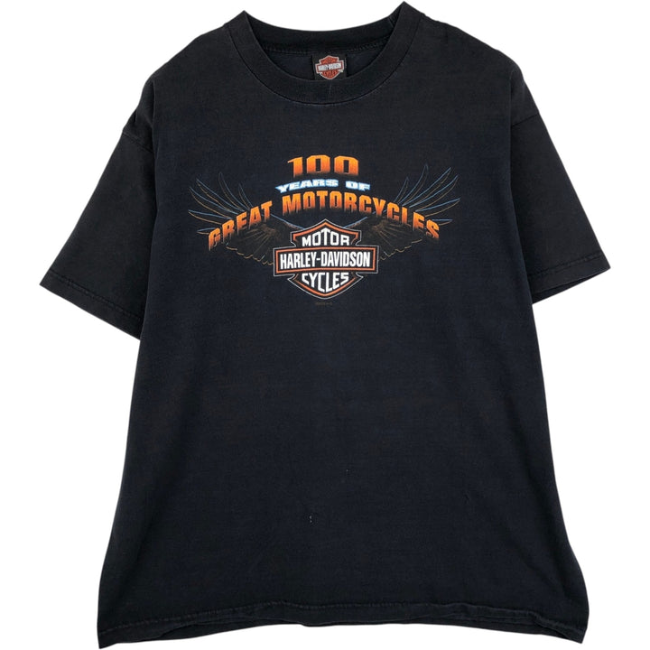 00'S Harley-Davidson Motorcycle Bike T-shirt Men's XL size unclear black type Vintage Second Hand