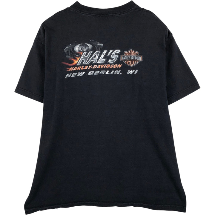 00'S Harley-Davidson Motorcycle Bike T-shirt Men's XL size unclear black type Vintage Second Hand