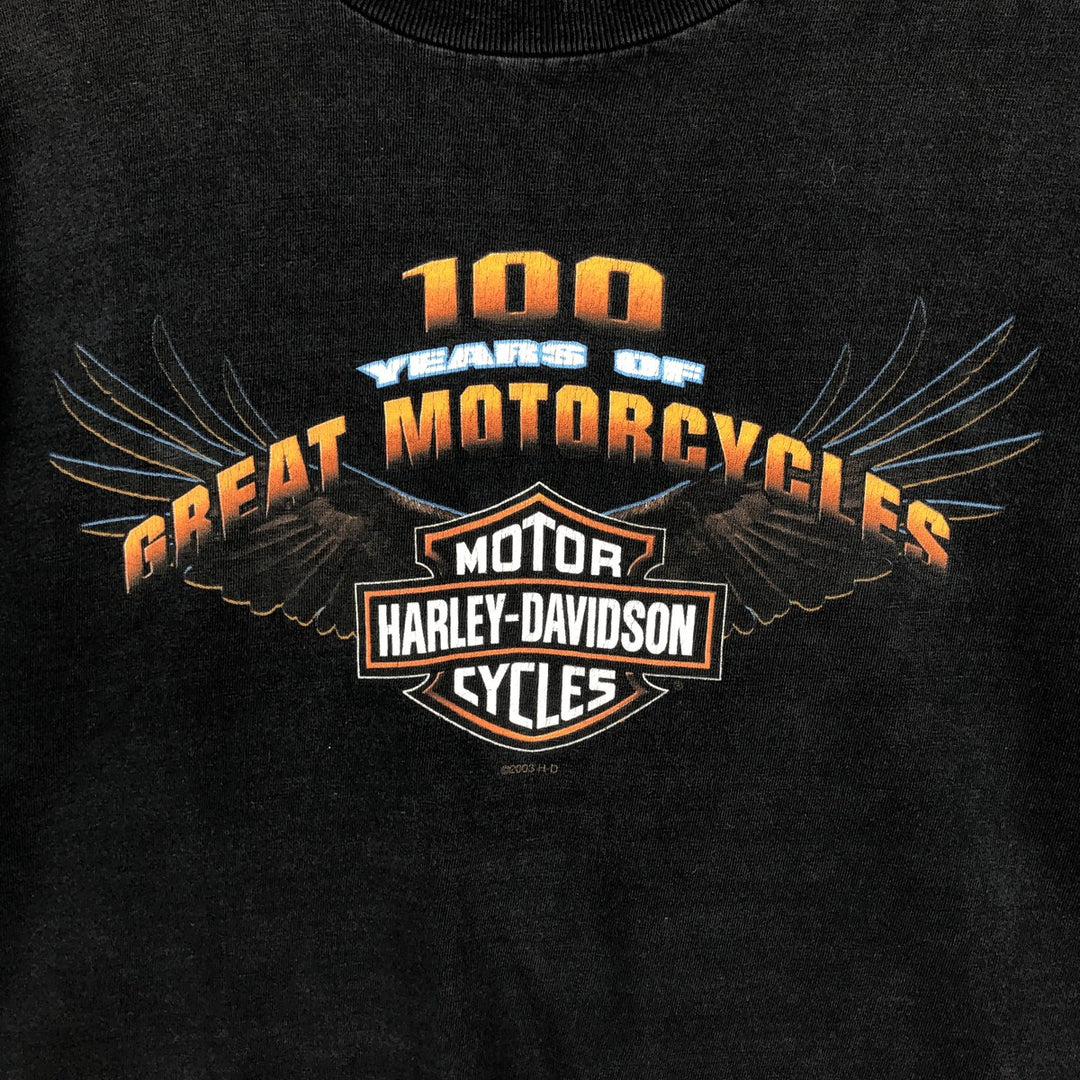 00'S Harley-Davidson Motorcycle Bike T-shirt Men's XL size unclear black type Vintage Second Hand