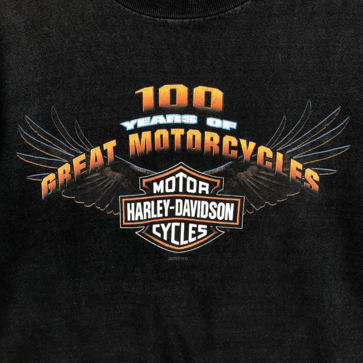 00'S Harley-Davidson Motorcycle Bike T-shirt Men's XL size unclear black type Vintage Second Hand