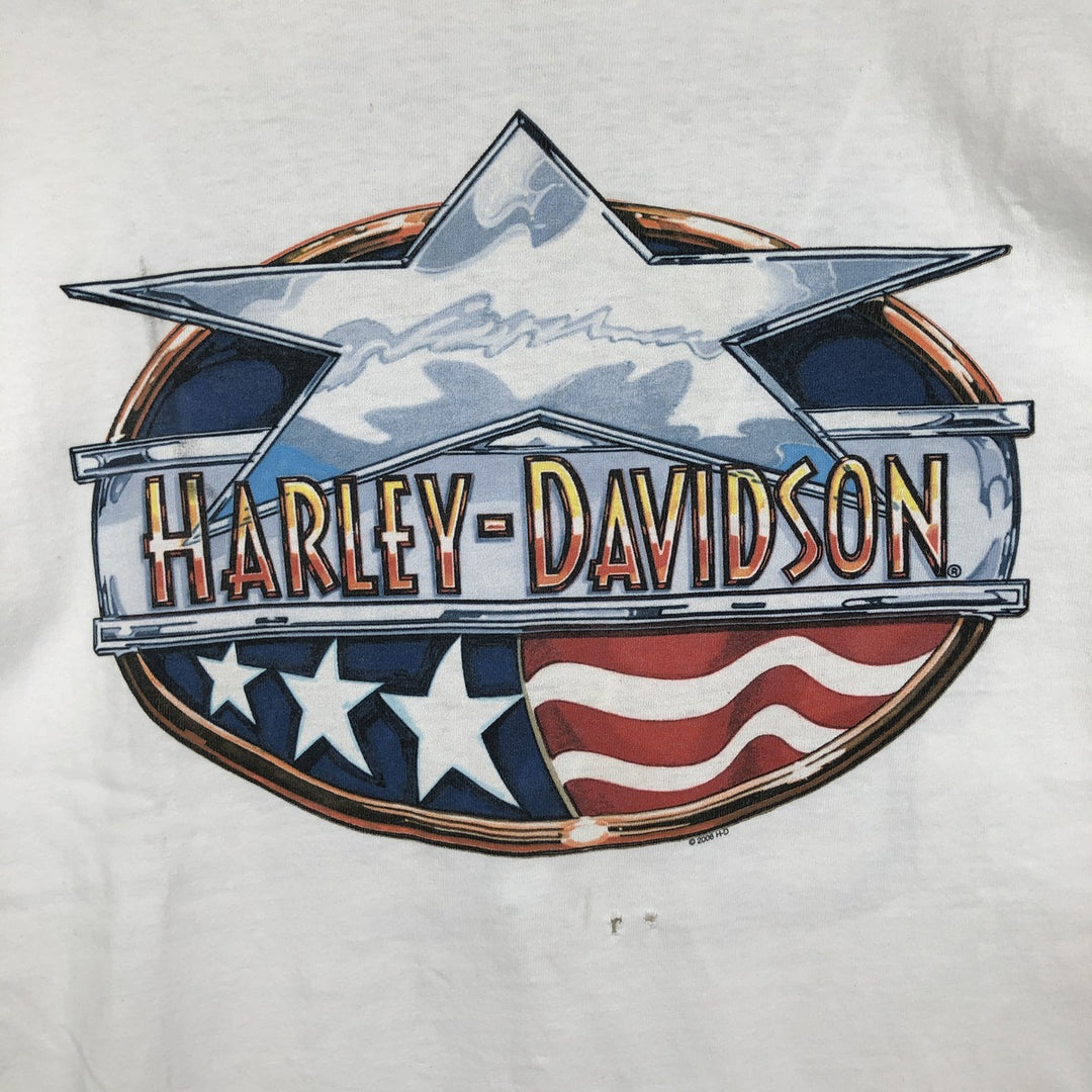 00'S Harley-Davidson Stars and Stripes Motorcycle Bike T-shirt Men's XL cotton white type Vintage Second Hand