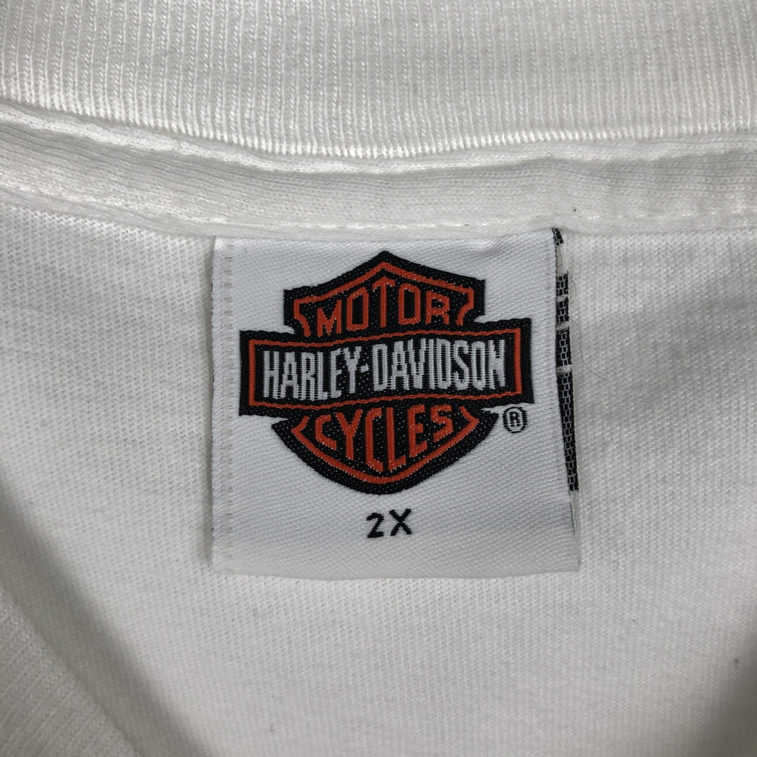 00'S Harley-Davidson Motorcycle Bike T-shirt Men's XXL unclear white type Vintage Second Hand