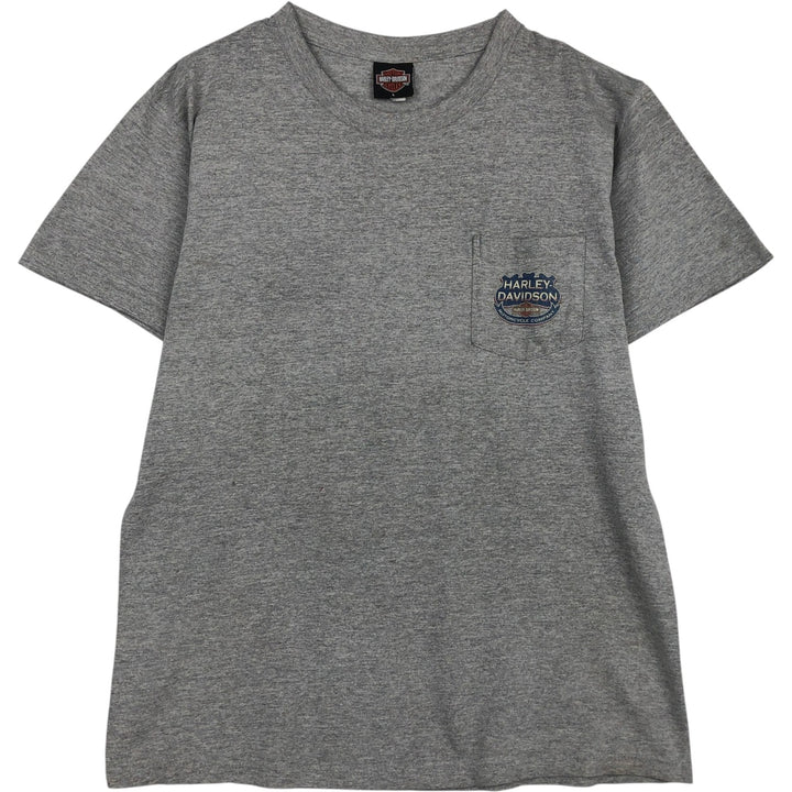 00'S Harley-Davidson Fire Pattern Motorcycle Bike T-Shirt Men's L size unclear gray type Vintage Second Hand