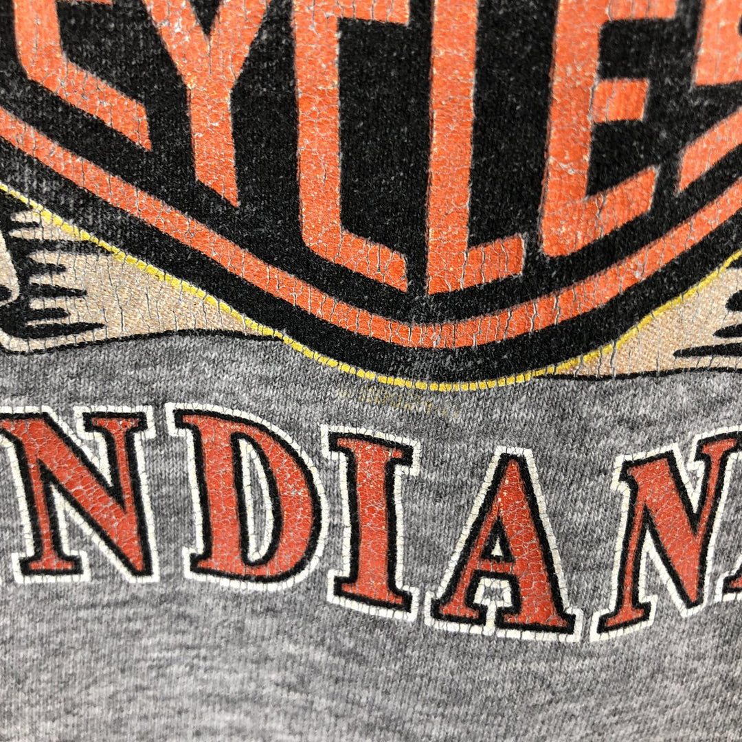 00'S Harley-Davidson Fire Pattern Motorcycle Bike T-Shirt Men's L size unclear gray type Vintage Second Hand