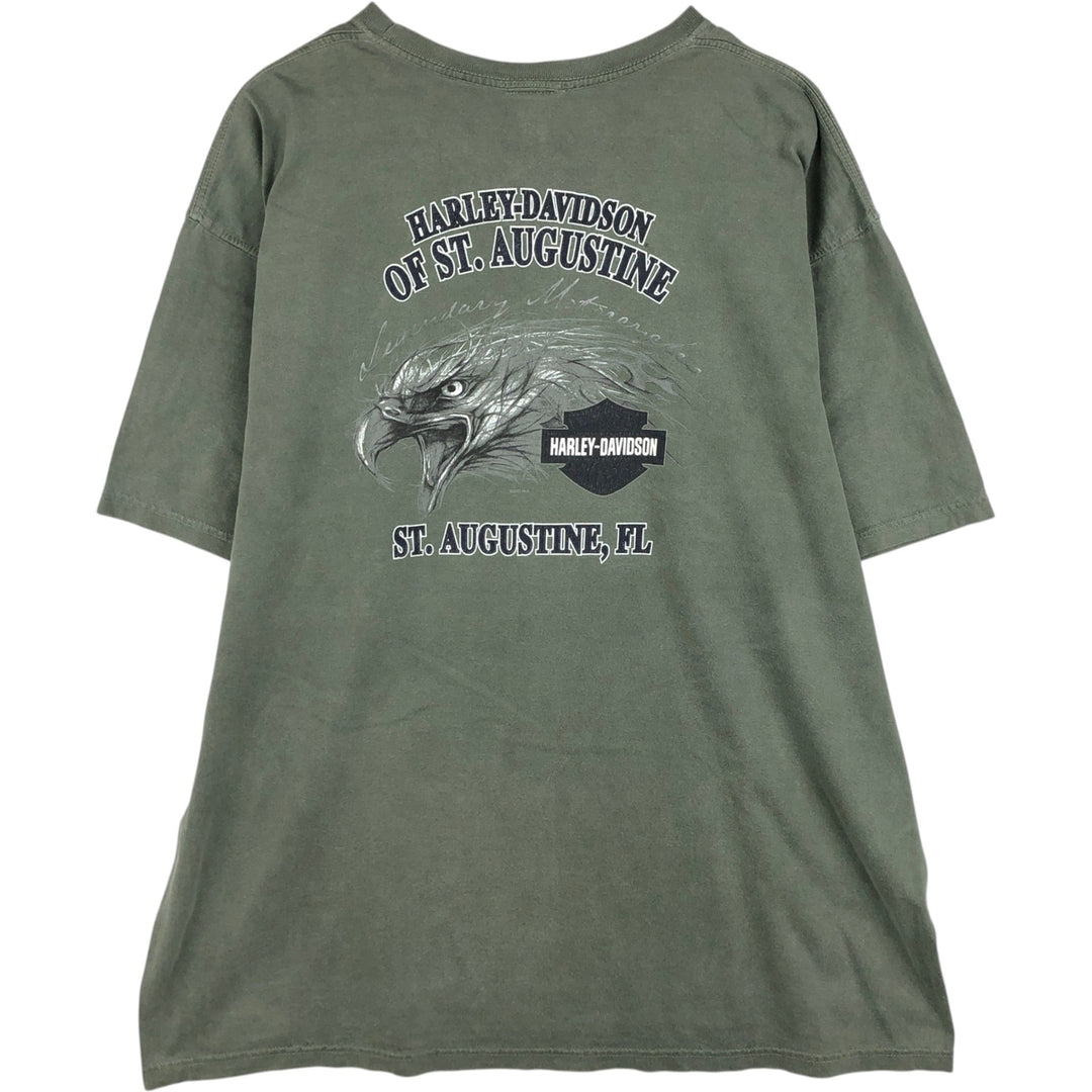 00'S Harley-Davidson Eagle Pattern Motorcycle Bike T-shirt Men's XXL cotton Khaki type Vintage Second Hand
