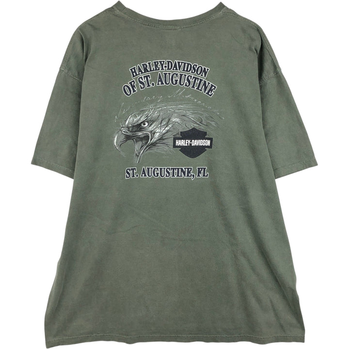00'S Harley-Davidson Eagle Pattern Motorcycle Bike T-shirt Men's XXL cotton Khaki type Vintage Second Hand