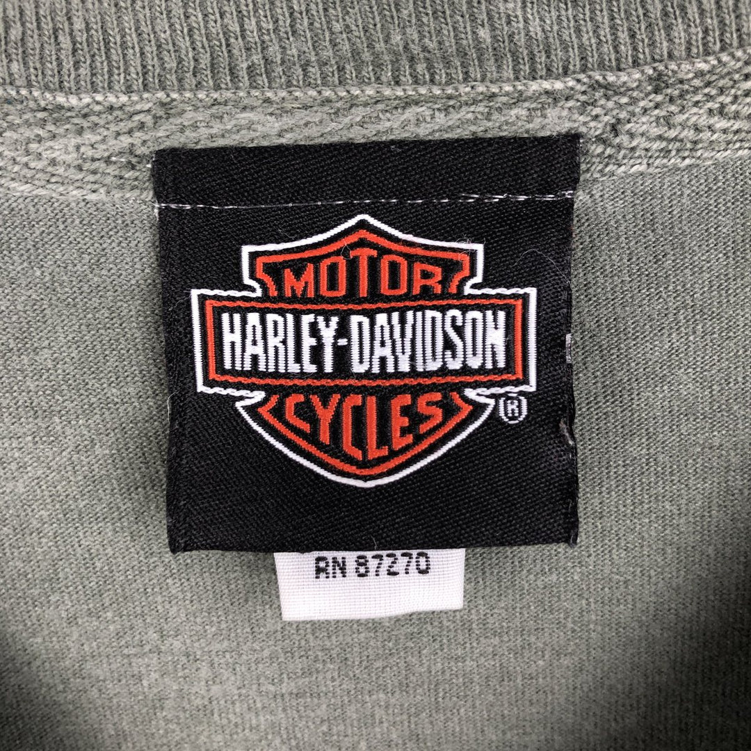 00'S Harley-Davidson Eagle Pattern Motorcycle Bike T-shirt Men's XXL cotton Khaki type Vintage Second Hand