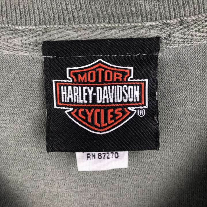 00'S Harley-Davidson Eagle Pattern Motorcycle Bike T-shirt Men's XXL cotton Khaki type Vintage Second Hand