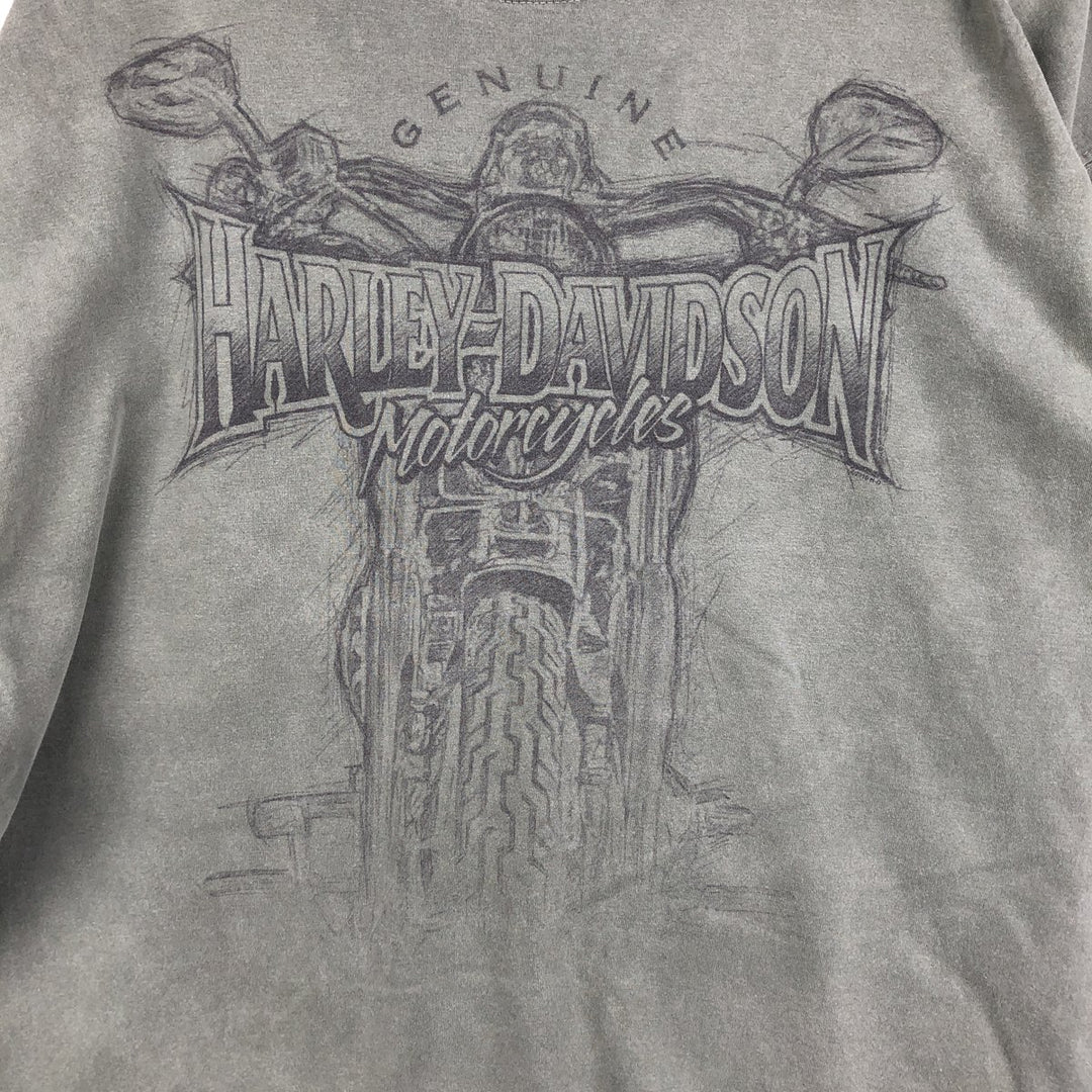 00'S Harley-Davidson Eagle Pattern Motorcycle Bike T-shirt Men's XXL cotton Khaki type Vintage Second Hand