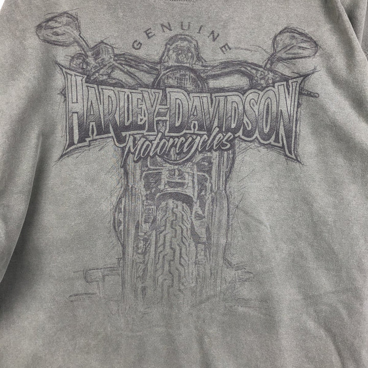 00'S Harley-Davidson Eagle Pattern Motorcycle Bike T-shirt Men's XXL cotton Khaki type Vintage Second Hand