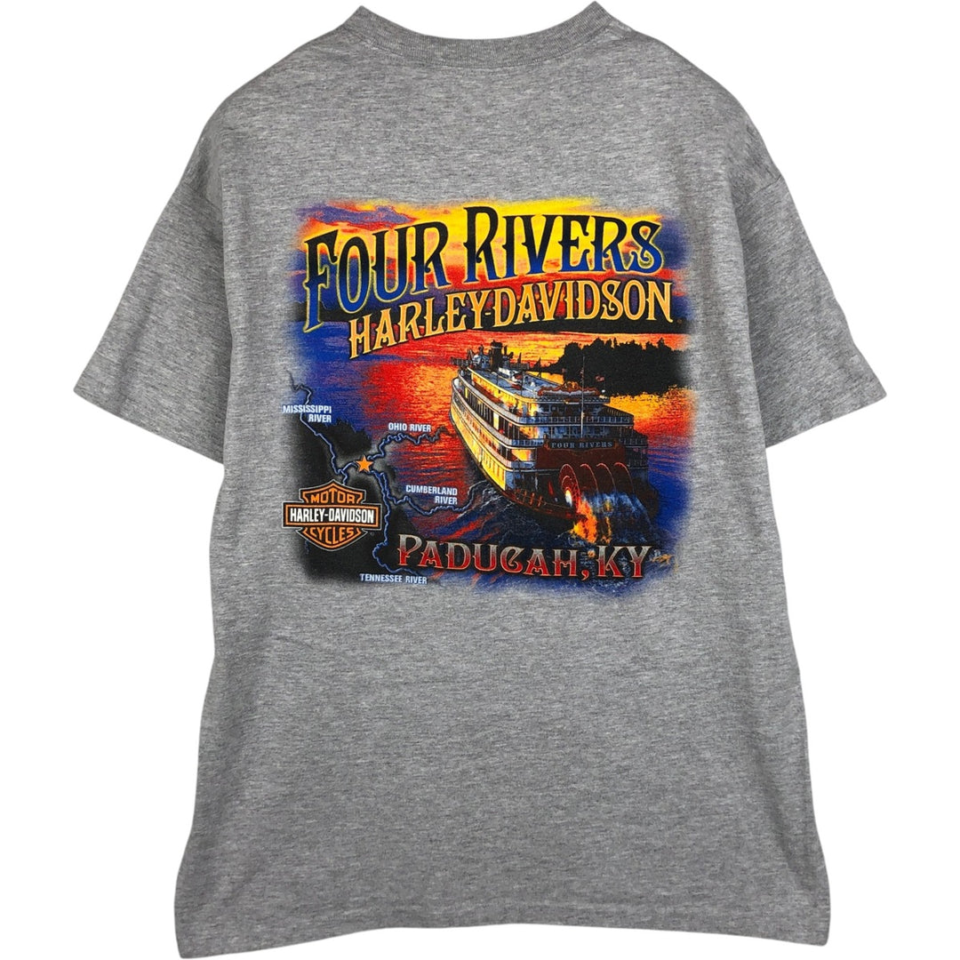 00'S Harley-Davidson Motorcycle Bike T-shirt Men's XL size unclear gray type Vintage Second Hand